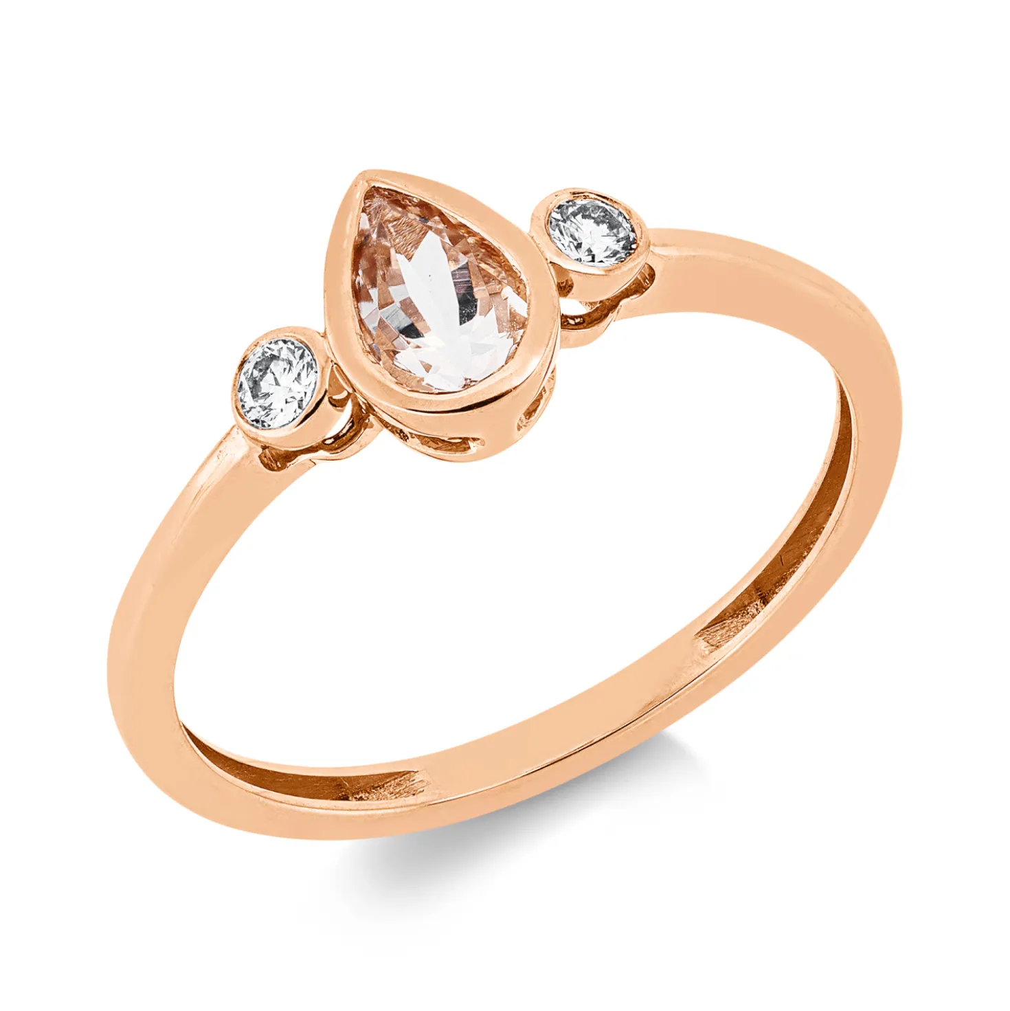 Ring aus 750 Rotgold Morganit 0,37ct pink 2 Brillanten 0,07ct TW-SI B:7,1mm