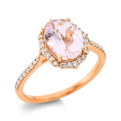 Ring aus 750 Rotgold Morganit 1,47ct pink 40 Brillanten 0,19ct TW-SI B:11,8mm
