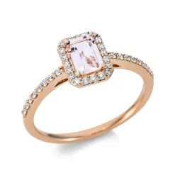 Ring aus 750 Rotgold Morganit 0,44ct pink 36 Brillanten 0,19ct TW-SI B:8,3mm