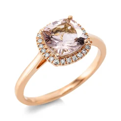 Ring aus 750 Rotgold Morganit 1,25ct pink 24 Brillanten 0,1ct TW-SI B:9,4mm