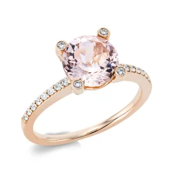 Ring aus 750 Rotgold Morganit 1,69ct pink 36 Diamanten 0,22ct TW-SI Ø8,4mm