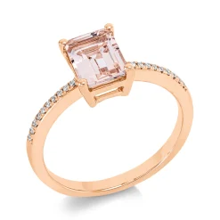Ring aus 750 Rotgold Morganit 1,43ct rosa 20 Brillanten 0,07ct TW-SI B:8,2mm