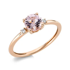Ring aus 750 Rotgold Morganit 0,81ct rosa 2 Brillanten 0,03ct TW-SI B:5,7mm