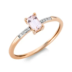 Ring aus 750 Rotgold Morganit 0,24ct rosa 8 Diamanten 0,02ct TW-SI B:5,4mm