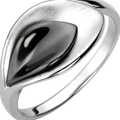 Ring aus 925 Silber Blatt teilmattiert & schwarz teilrhodiniert Fingerring