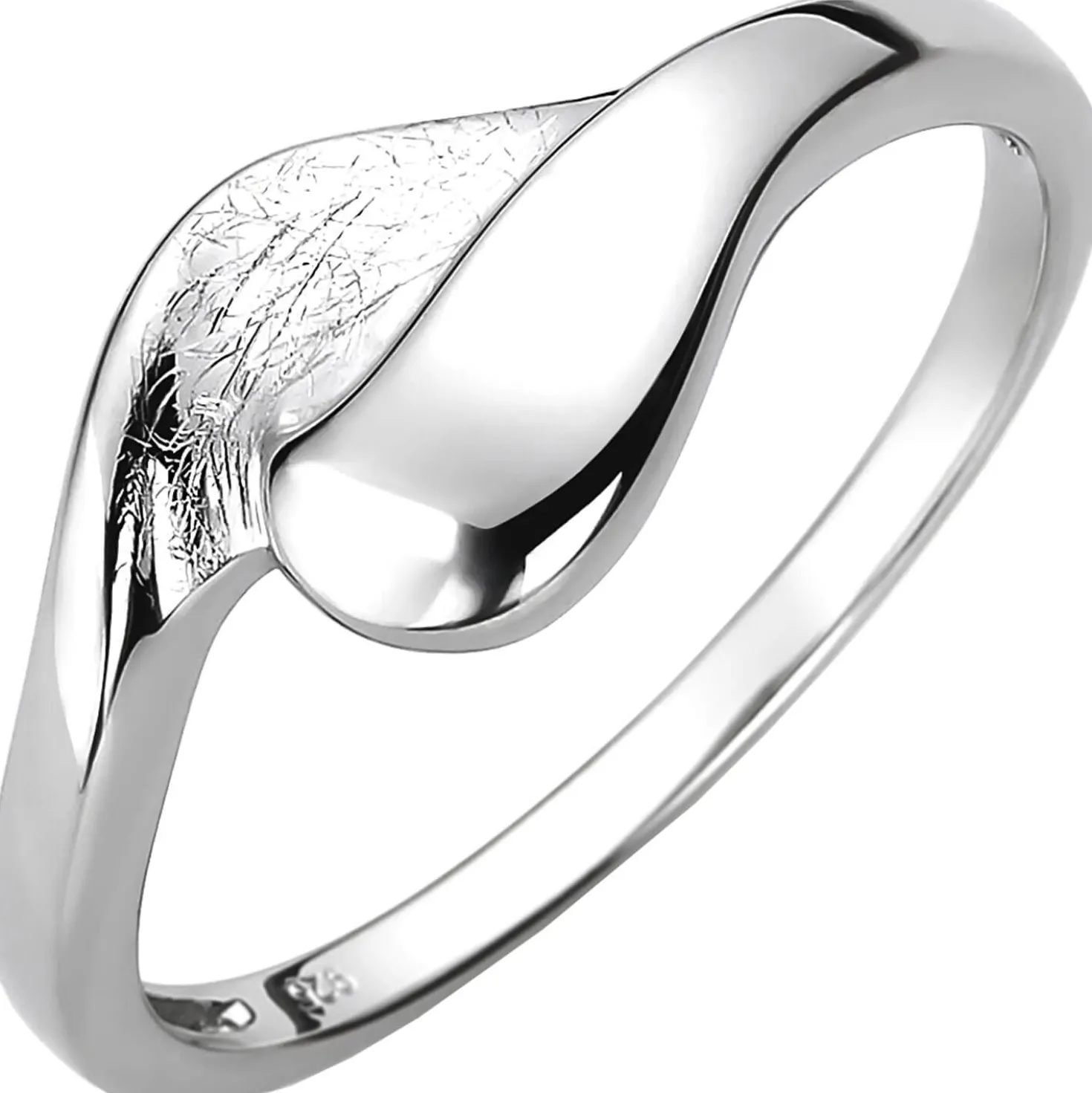 Ring aus 925 Silber teileismatt teilglänzend Fingerschmuck Fingerring rhodiniert