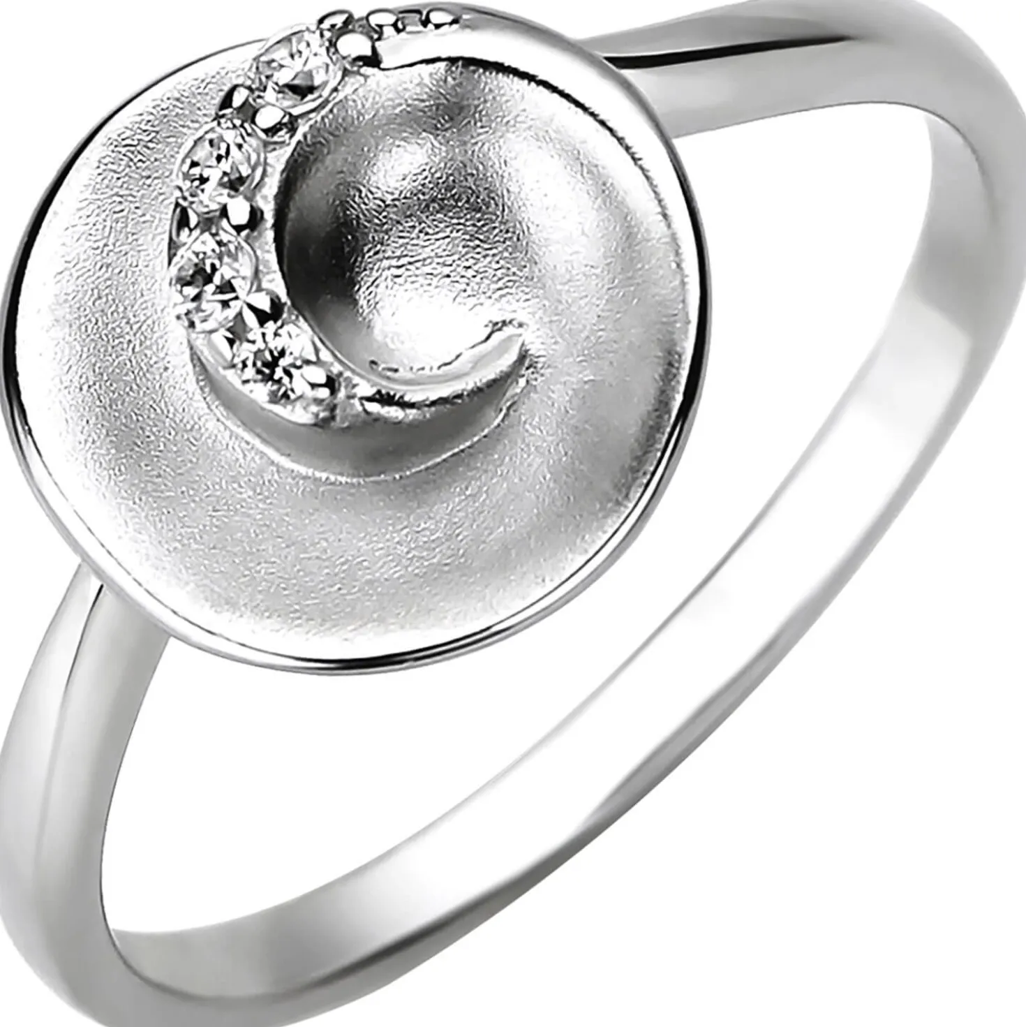 Ring aus 925 Silber teilmattiert mit 4 Zirkonia Silberring Fingerring Damen