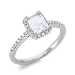 Ring aus 750 Weißgold Amethyst 0,93ct grün 34 Brillanten 0,11ct TW-SI B:8,5mm