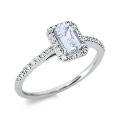 Ring aus 750 Weißgold Amethyst 0,48ct grün 36 Brillanten 0,19ct TW-SI B:8,4mm