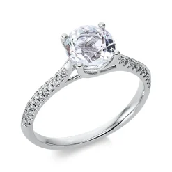 Ring aus 750 Weißgold Amethyst 1,29ct grün 44 Brillanten 0,14ct TW-SI Ø7mm
