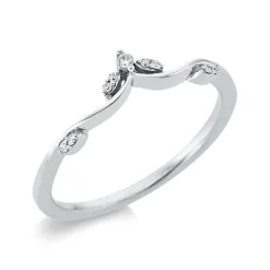 Ring aus 750 Weißgold 1 Brillant 0,01ct TW-PI 8 Diamanten 0,03ct W-SI B:4,2mm