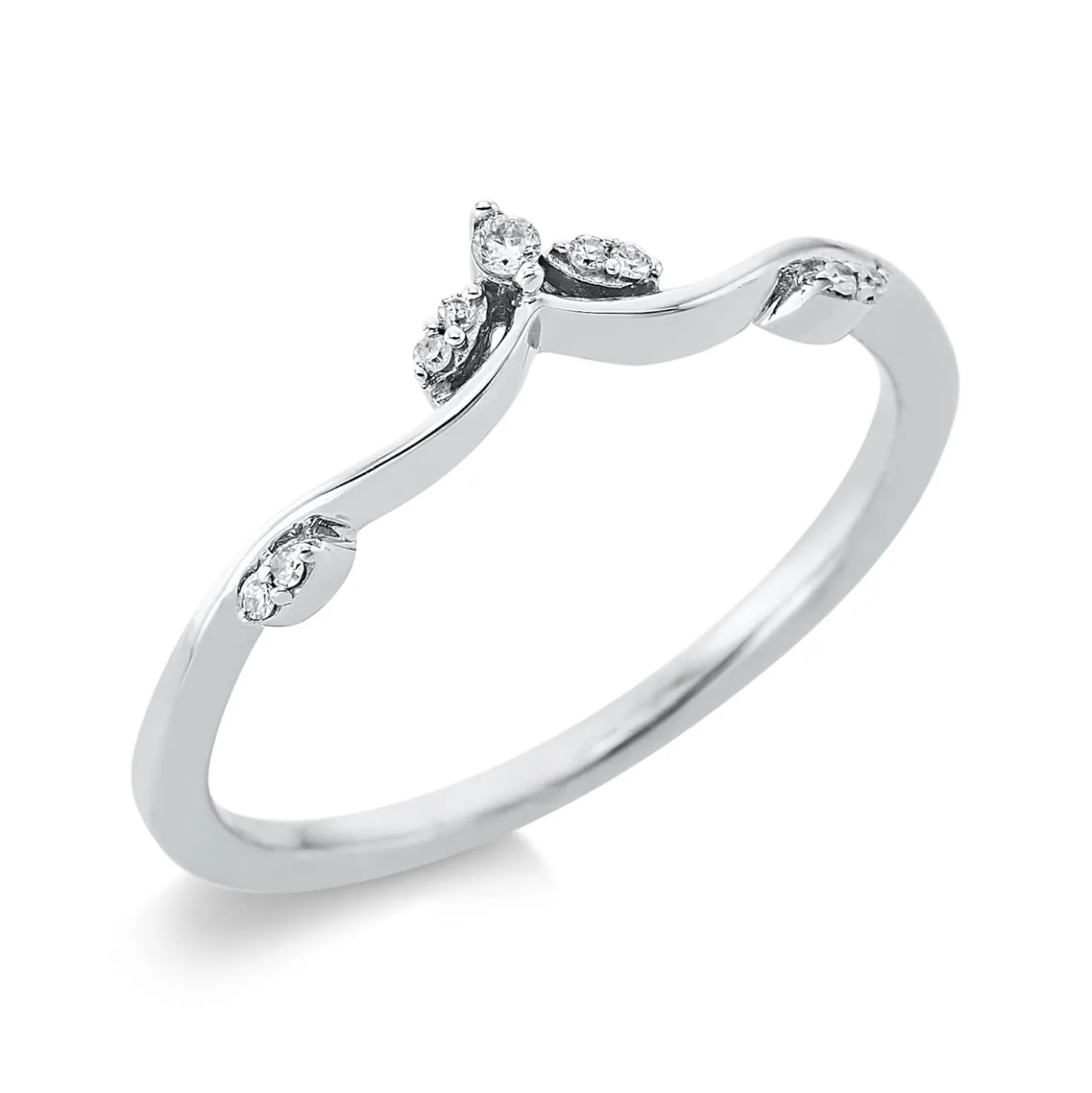 Ring aus 750 Weißgold 1 Brillant 0,01ct TW-PI 8 Diamanten 0,03ct W-SI B:4,2mm