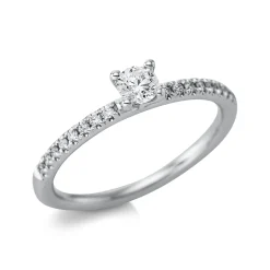 Ring aus 750 Weißgold 16 Brillanten 0,1ct TW-SI 1 Brillant 0,21ct TW-SI B:3,8mm