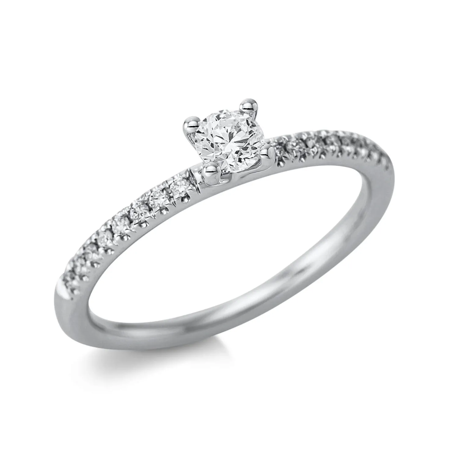 Ring aus 750 Weißgold 16 Brillanten 0,1ct TW-SI 1 Brillant 0,21ct TW-SI B:3,8mm