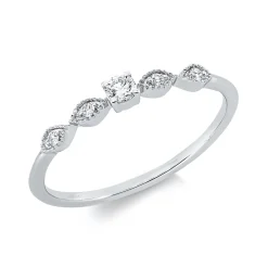 Ring aus 750 Weißgold 4 Brillanten 0,04ct TW-SI 1 Brillant 0,07ct TW-SI B:2,4mm