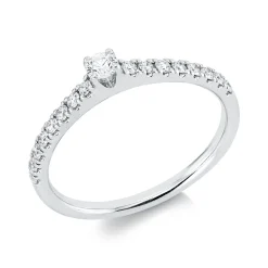 Ring aus 750 Weißgold 16 Brillanten 0,23ct TW-SI 1 Brillant 0,1ct TW-SI B:2,7mm