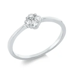 Ring aus 750 Weißgold 4 Brillanten 0,16ct TW-SI 1 Brillant 0,02ct TW-SI B:5,3mm