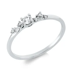 Ring aus 750 Weißgold 6 Brillanten 0,05ct TW-SI 1 Brillant 0,1ct TW-SI B:3,2mm