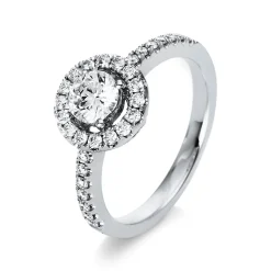 Ring aus 750 Weißgold 30 Brillanten 0,34ct TW-SI 1 Brillant 0,5ct TW-SI Ø9,8mm