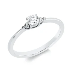 Ring aus 750 Weißgold 2 Brillanten 0,04ct W-SI 1 Brillant 0,26ct W-SI B:4mm