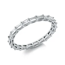 Ring aus 750 Weißgold 21 Diamanten Baguette-Schliff 1,08ct TW-VSI/SI B:2,2mm
