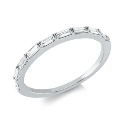 Ring aus 750 Weißgold 9 Diamanten Baguette-Schliff 0,28ct W-PI B:1,3mm