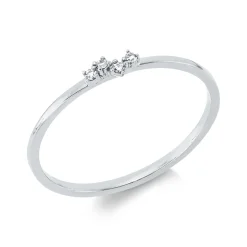 Ring aus 750 Weißgold 2 Diamanten 0,02ct TW-SI 2 Diamanten 0,01ct TW-SI B:2,5mm