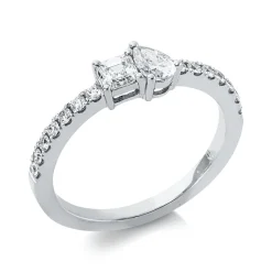 Ring aus 750 Weißgold 16 Diamanten Fanatsy-Schliff 0,63ct F-FSI B:5,3mm
