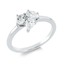Ring aus 750 Weißgold 3 Diamanten Fanatsy-Schliff 0,71ct F-vsi/si B:8,4mm