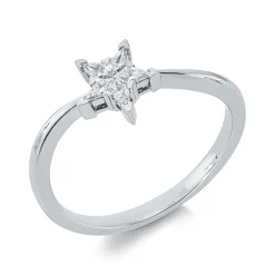 Ring aus 750 Weißgold 5 Diamanten Fanatsy-Schliff 0,18ct TW-VSI B:7,3mm