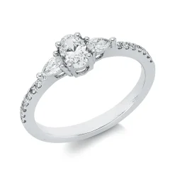 Ring aus 750 Weißgold 17 Diamanten Fanatsy-Schliff 0,54ct TW-VSI/SI B:5,5mm