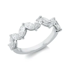 Ring aus 750 Weißgold 9 Diamanten Navette-Schliff 1,23ct F-SI B:5,2mm