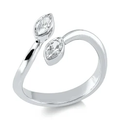 Ring aus 750 Weißgold 2 Diamanten Navette-Schliff 0,49ct F-VSI/SI B:11mm Zarge