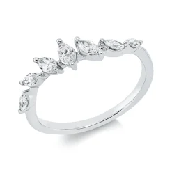 Ring aus 750 Weißgold 7 Diamanten Navette-Schliff 0,35ct TW-PI B:5,2mm