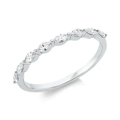 Ring aus 750 Weißgold 8 Diamanten Navette-Schliff 0,28ct TW-SI B:1,5mm