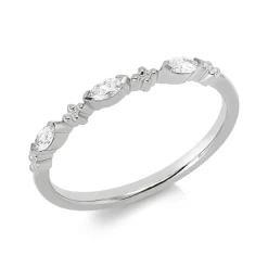 Ring aus 750 Weißgold 3 Diamanten Navette-Schliff 0,12ct TW-SI B:1,7mm