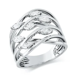 Ring aus 750 Weißgold 7 Diamanten Navette-Schliff 0,93ct TW-VSI B:18,2mm