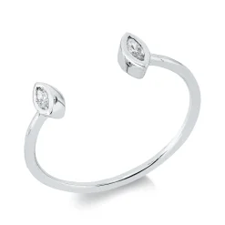 Ring aus 750 Weißgold 2 Diamanten Navette-Schliff 0,08ct TW-VSI/SI B:5mm