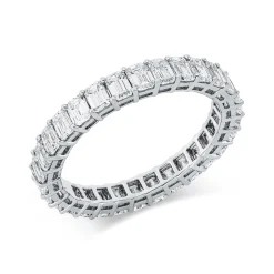 Ring aus 750 Weißgold 30 Diamanten Smaragd-Schliff 3,06ct F-VVS/VS B:3,2mm