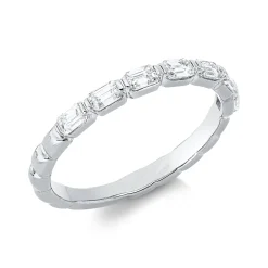 Ring aus 750 Weißgold 7 Diamanten Smaragd-Schliff 0,57ct TW-SI B:2,3mm