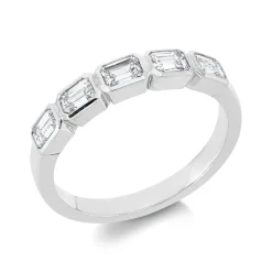Ring aus 750 Weißgold 5 Diamanten Smaragd-Schliff 0,72ct TW-SI B:3,3mm Zarge