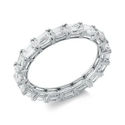 Ring aus 750 Weißgold 18 Diamanten Smaragd-Schliff 3ct TW-VSI/SI B:3mm
