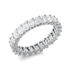 Ring aus 750 Weißgold 25 Diamanten Smaragd-Schliff 3,61ct TW-VSI/SI B:3,8mm