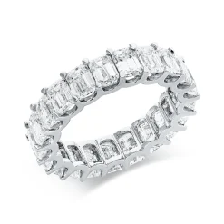 Ring aus 750 Weißgold 22 Diamanten Smaragd-Schliff 5,35ct TW-VSI/SI B:5,2mm