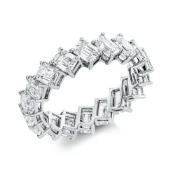 Ring aus 750 Weißgold 18 Diamanten Smaragd-Schliff 4,52ct TW-VSI/SI B:5,5mm