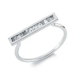Ring aus 750 Weißgold 15 Diamanten Trapez-Schliff 0,14ct TW-SI/PI B:3,1mm
