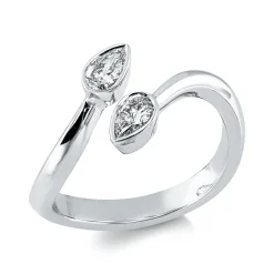 Ring aus 750 Weißgold 2 Diamanten Tropfen-Schliff 0,33ct F-VSI/SI B:9mm Zarge