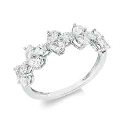 Ring aus 750 Weißgold 15 Diamanten Tropfen-Schliff 1,22ct TW-SI B:6,3mm