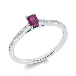 Ring aus 750 Weißgold Rubin 0,33ct rot 20 Brillanten 0,14ct TW-SI B:5,3mm