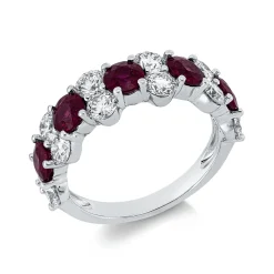 Ring aus 750 Weißgold 5 Rubine 1,94ct rot 12 Brillanten 1,68ct TW-SI B:6,5mm